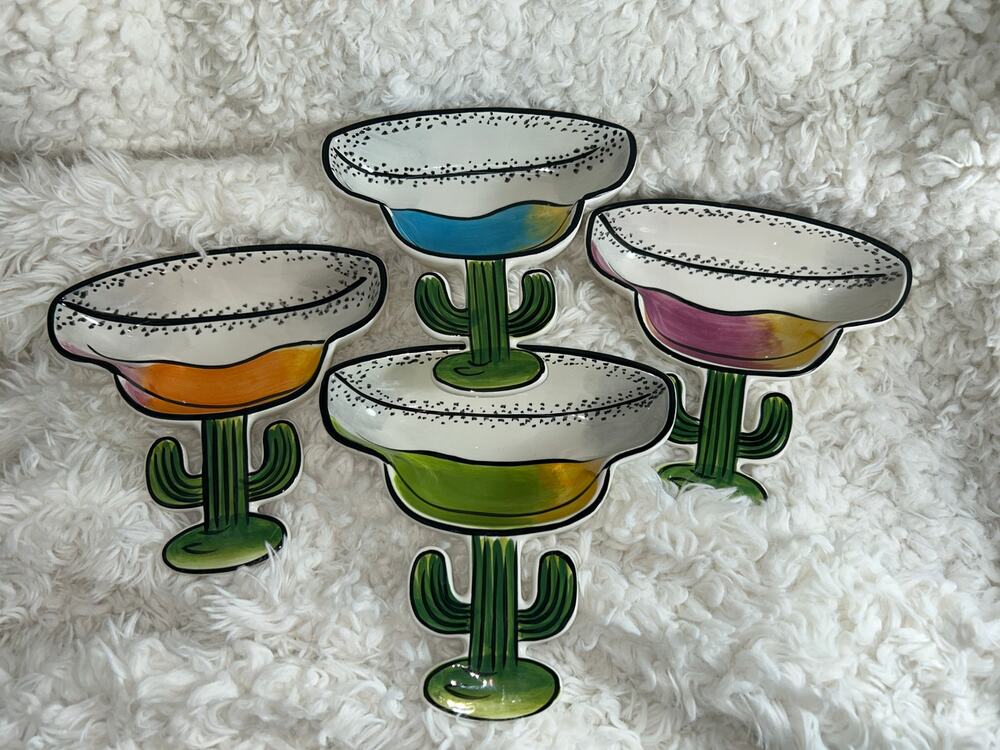 4 PC SET NIB Cactus Southwest Margarita Shaped Salsa Serving Bowls